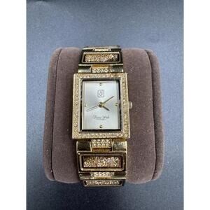 Victoria Wieck Rose Gold Crystal Bracelet Watch Square Face Floating Stones Hill